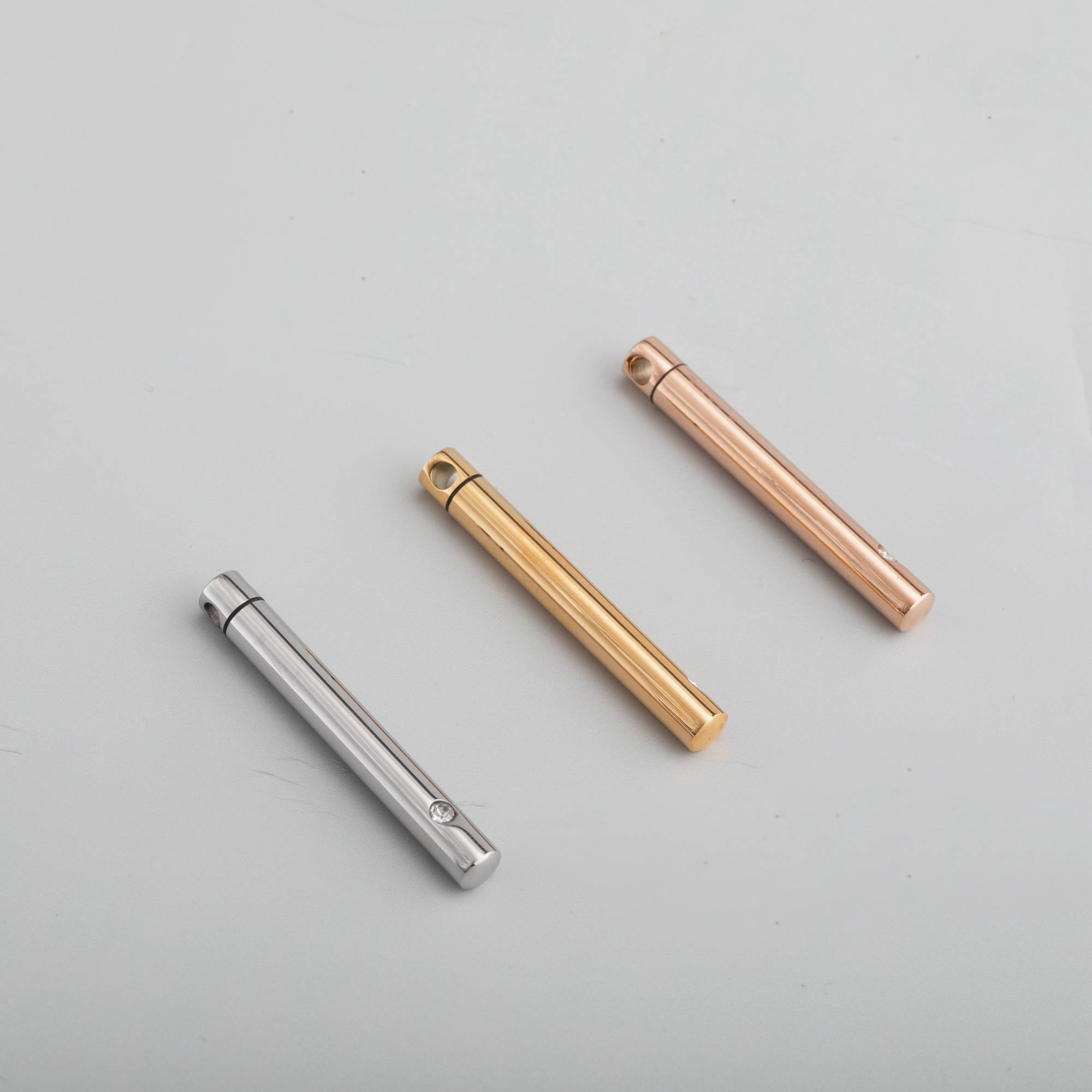 1Pcs 5x45MM Stainless Steel Rose Gold Silver Plated Perfume Container Vial Wish DIY Pendant Charm 1800512 - Click Image to Close